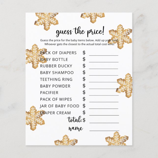 Winterthemen Preisguess Spiel (Vorderseite)