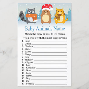 Wintertiere Baby Tiere Name Spiel Baby Dusche