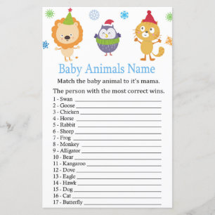 Wintertiere Baby Tiere Name Spiel Baby Dusche