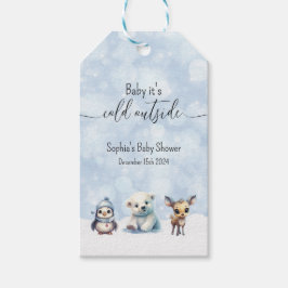 Wintertiere Cold Outside Baby Dusche Fevor Tags Geschenkanhänger