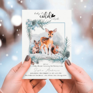 Wintertiere draußen kalt Baby Shower Einladung
