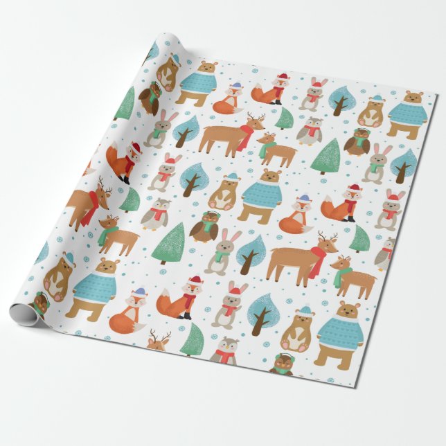 Wintertiere Geschenkpapier (Ungerollt)