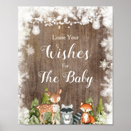 Wintertiere Rustikale Holzwünsche für Baby Poster
