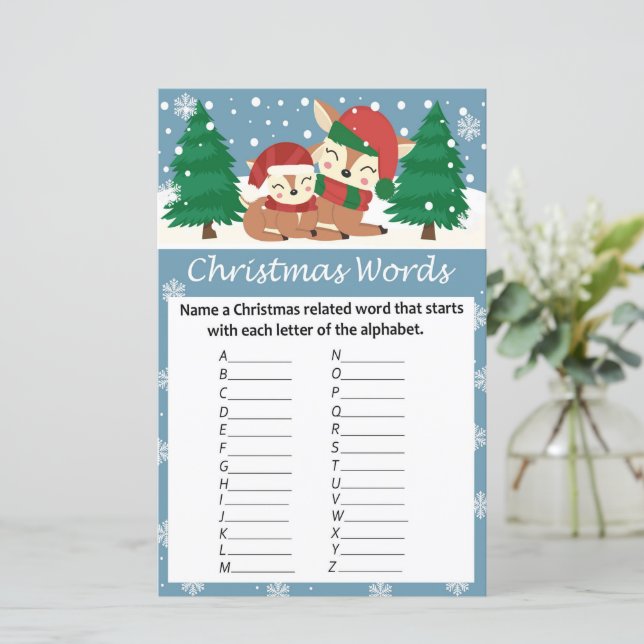 Wintertiere Weihnachtsworte Spiel (Stehend Vorderseite)