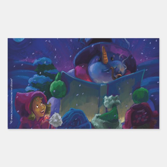 Wintertime Reading Rechteckiger Aufkleber (Vorderseite)