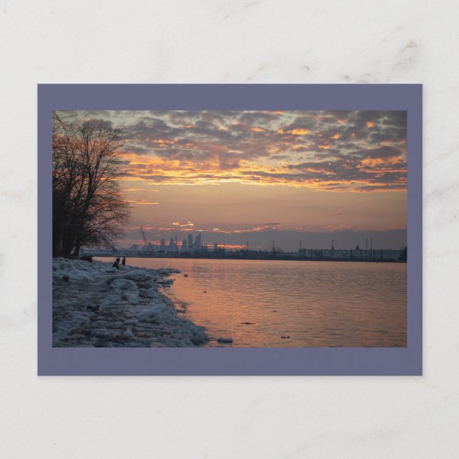 Wintertime River Sunset Postcard Postkarte (Vorderseite)