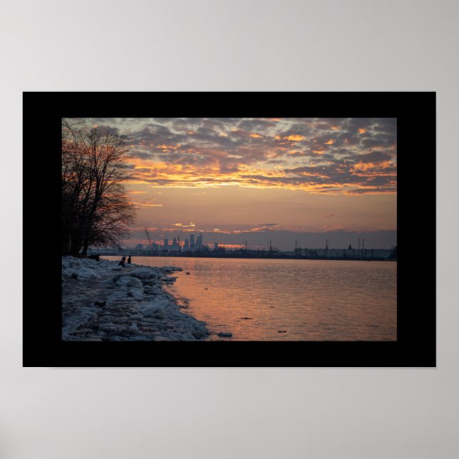 Wintertime River Sunset Poster (Vorne)