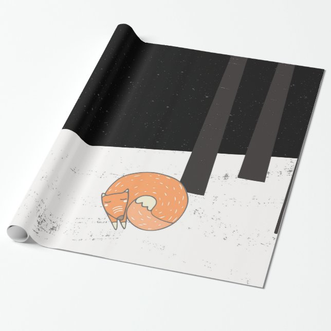 Wintertime- Schlaffox - Illustration Geschenkpapier (Ungerollt)