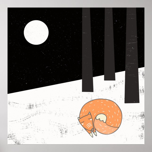 Wintertime- Schlaffox - Illustration Poster (Vorne)