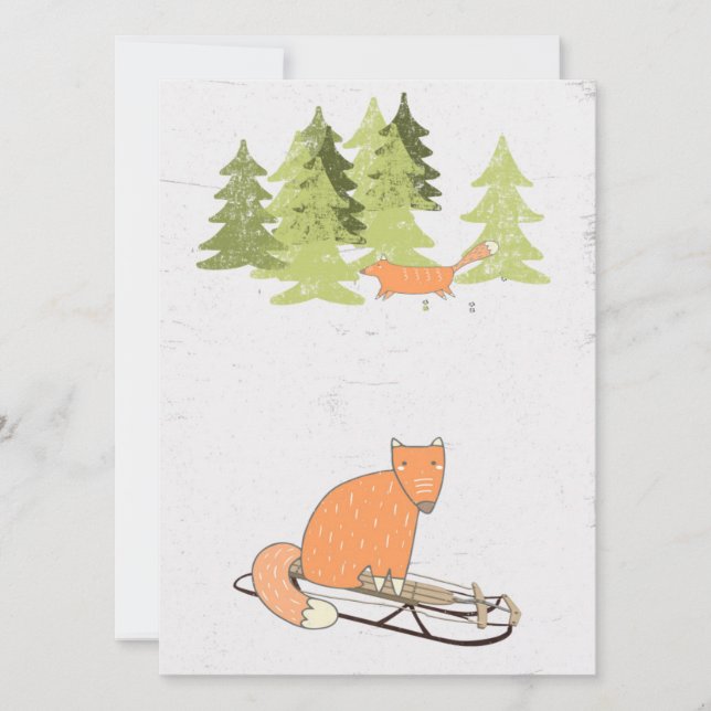 Wintertime- Sledding Fox - Illustration (Vorderseite)