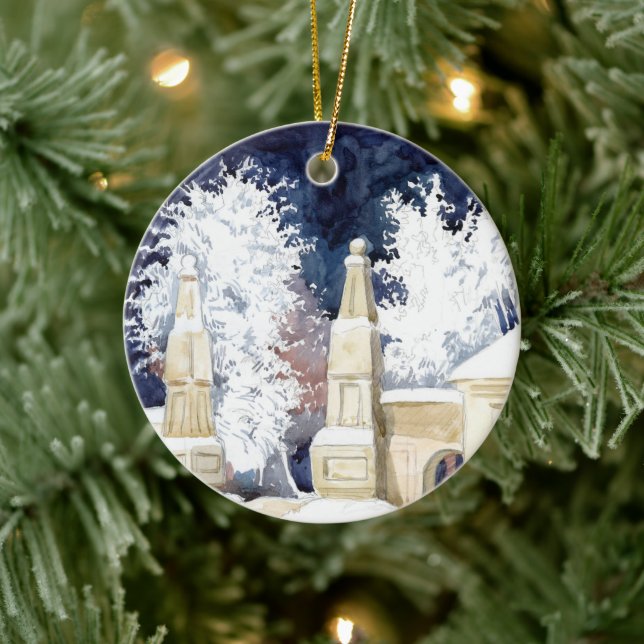 Wintertor bei Nacht (Skizze) Keramikornament (Baum)