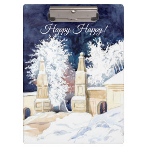 Wintertor in der nächtlichen Wasserfarbe Klemmbrett