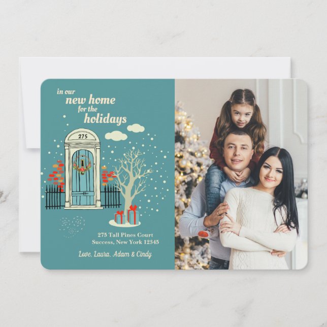 Wintertür-Foto-Urlaubskarte Einladung (Vorderseite)
