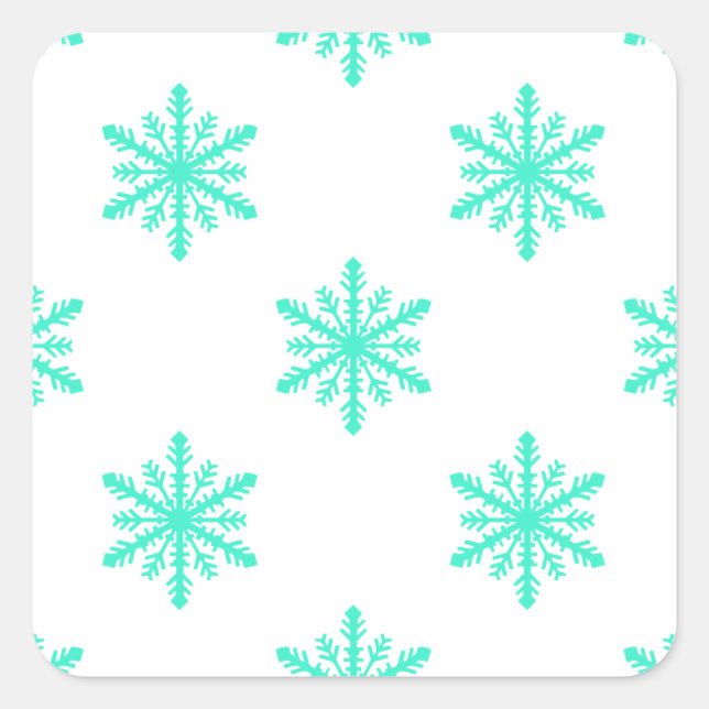 Winterurlaub Aqua Snowflake Quadratischer Aufkleber (Vorderseite)