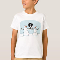 Winterurlaub Border Collie Hund mit Snowmen