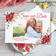 Winterurlaub Burgund Poinsettia Save the Date