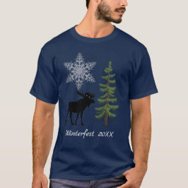 Winterurlaub Elche Snowflake Pine Tree T-Shirt