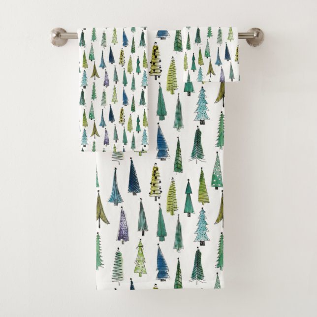 Winterurlaub Evergreen Trees Badhandtuch Set (Insitu)