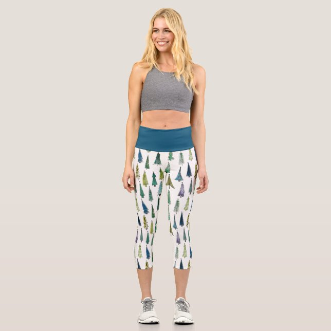 Winterurlaub Evergreen Trees Capri Leggings (Vorderseite)