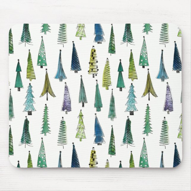 Winterurlaub Evergreen Trees Mousepad (Vorne)