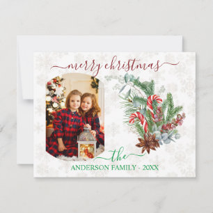 Winterurlaub Foto Familie Frohe Weihnachtskarte Einladung