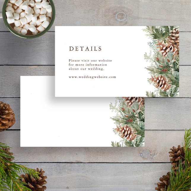 Winterurlaub Hochzeitskarten Begleitkarte (Pinecone Evergreen Winter Holiday Wedding Enclosure Cards by Painted Paperie
)