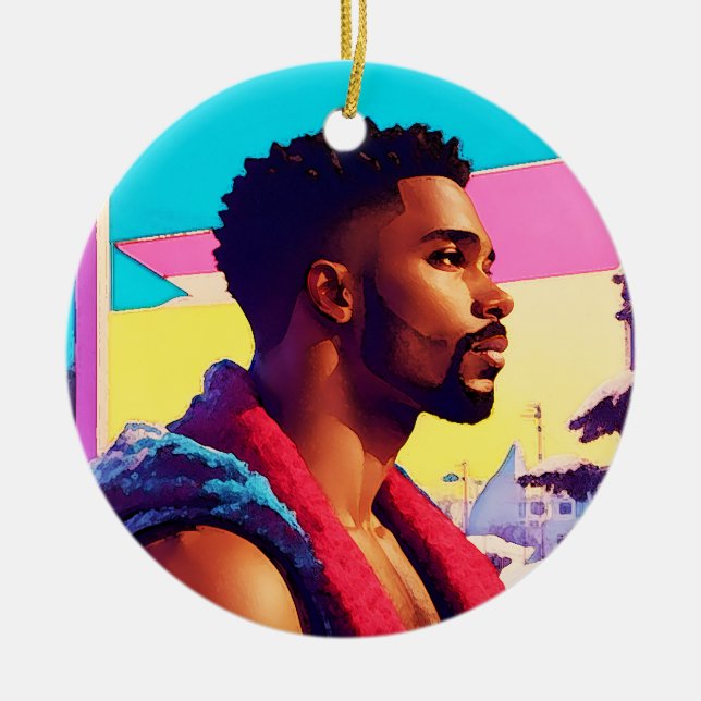 Winterurlaub Hunk 01 Keramik Ornament (Vorne)