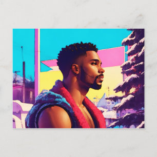 Winterurlaub Hunk 01 Postkarte