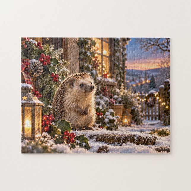 Winterurlaub-Igel-Design Puzzle (Horizontal)