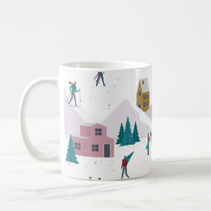 Winterurlaub in den Alpen: Aktive Menschen nahtlos Kaffeetasse