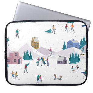 Winterurlaub in den Alpen: Aktive Menschen nahtlos Laptopschutzhülle