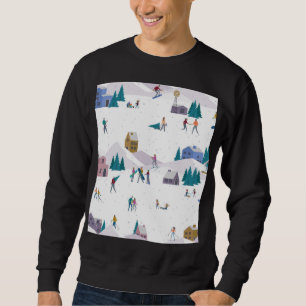Winterurlaub in den Alpen: Aktive Menschen nahtlos Sweatshirt