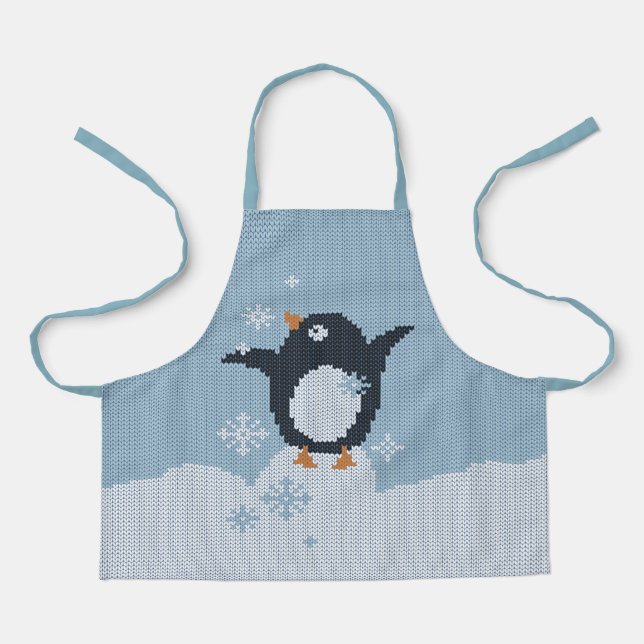Winterurlaub in Pinguin-Snowflakes Schürze (Vorderseite)