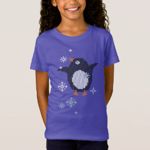 Winterurlaub in Pinguin-Snowflakes T-Shirt