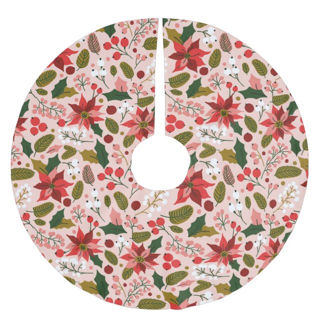 Winterurlaub in Poinsettia Polyester Weihnachtsbaumdecke (Vorderseite)