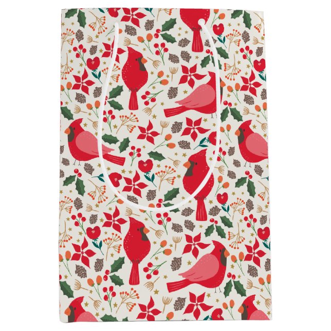 Winterurlaub Kardinal Mittlere Geschenktüte (Vorderseite)