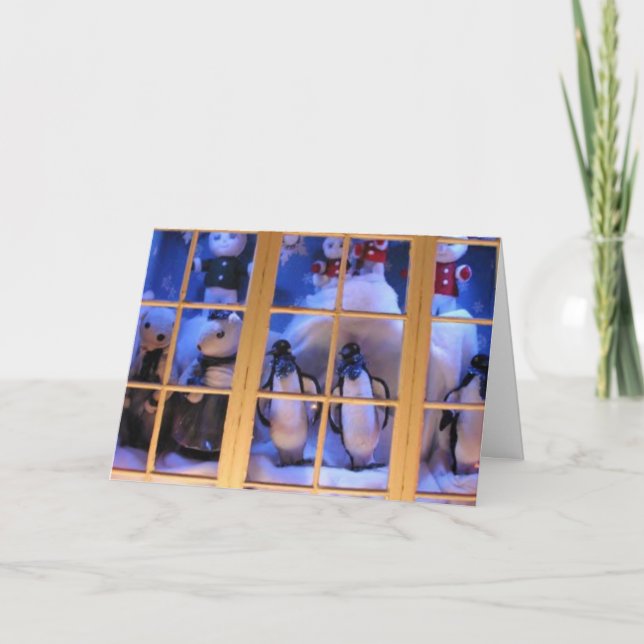 Winterurlaub-Karte: "Fenster-Magie " Feiertagskarte (Vorderseite)