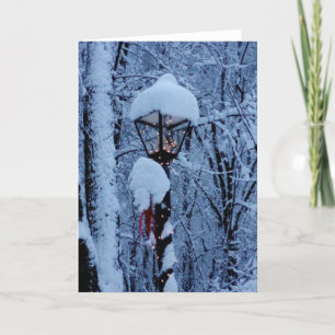 Winterurlaub-Karte: "Magischer Lampen-Posten " Feiertagskarte