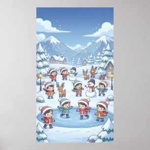 Winterurlaub Kleine Kinder mit gemütlichen Wohnung Poster
