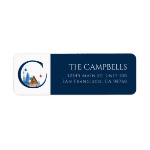 Winterurlaub Letter C Monogram Address Label