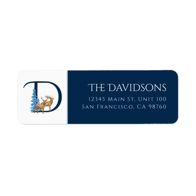 Winterurlaub | Letter D Monogram Address Label (Vorne)