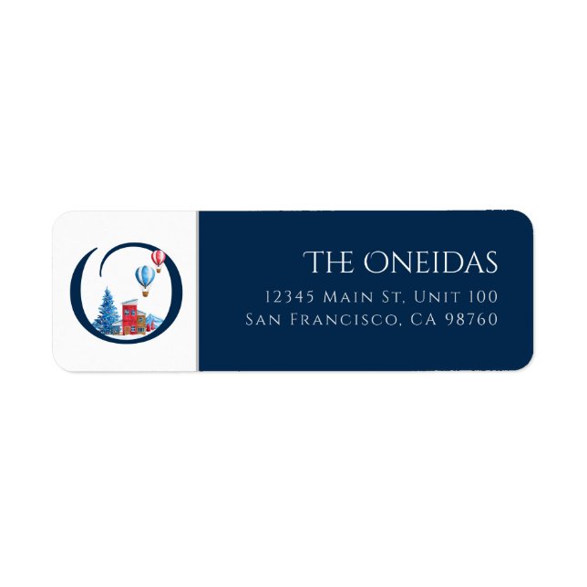 Winterurlaub | Letter O Monogram Address Label (Vorne)