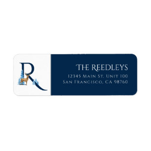 Winterurlaub Letter R Monogram Address Label