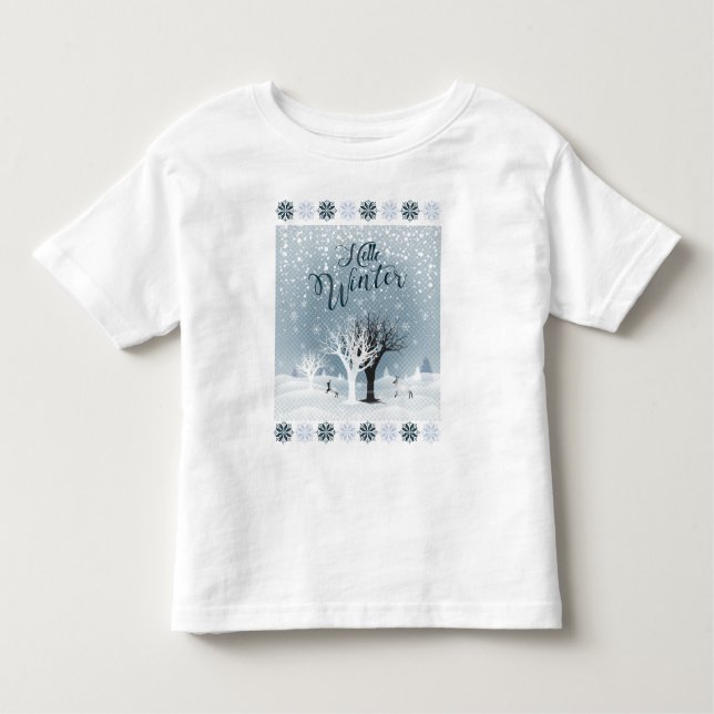 Winterurlaub Märchen Fantasy Snowy Forest Kleinkind T-shirt (Vorderseite)