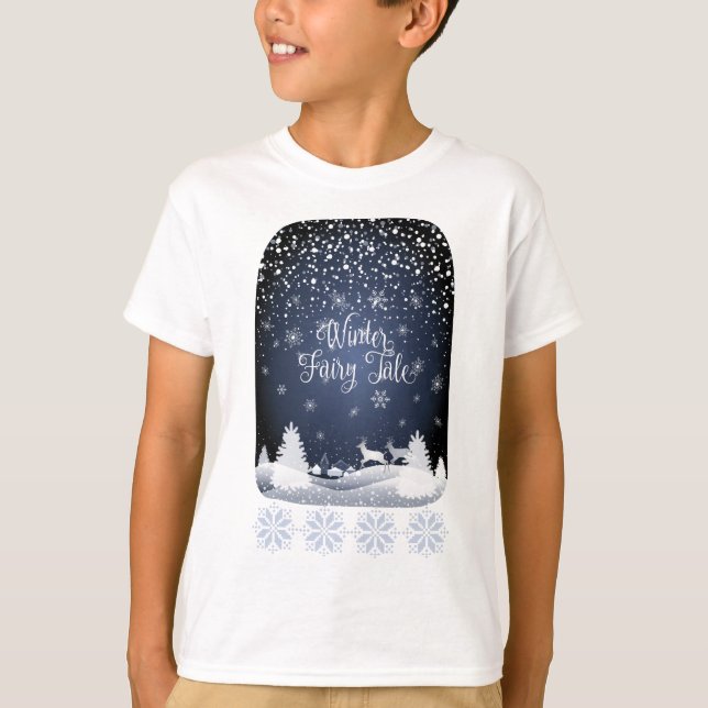 Winterurlaub Märchen Fantasy Snowy Forest T-Shirt (Vorderseite)