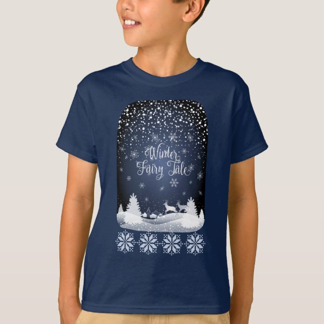 Winterurlaub Märchen Fantasy Snowy Forest T-Shirt (Vorderseite)