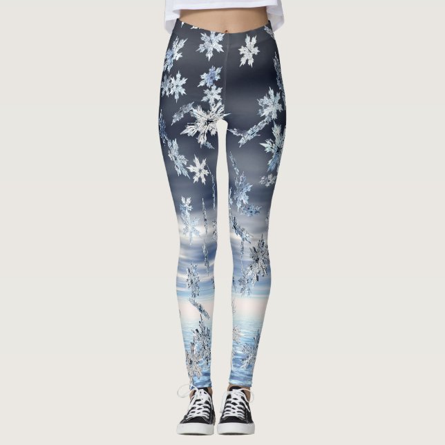 Winterurlaub mit Schneeflocken Leggings (Vorderseite)