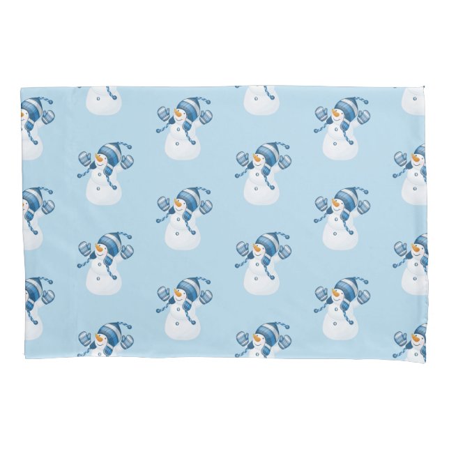 Winterurlaub Pillowcase Snowman Kissenbezug (Vorderseite)