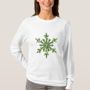 Winterurlaub Pine Snowflake Female Langschläfer T-Shirt