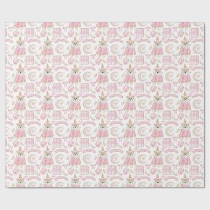 Winterurlaub Pink trägt Kindermuster Geschenkpapier